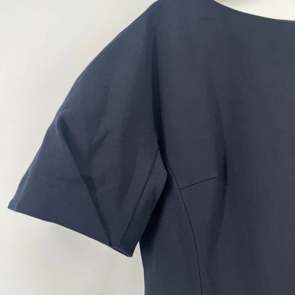NEW MM LaFleur Susanna Dress‎ Womens 12 Navy Blue Short Sleeve Sheath Boat Neck